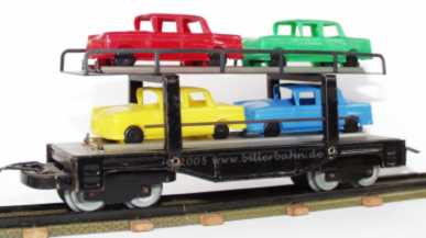 black car transporter with Opel Kapitän